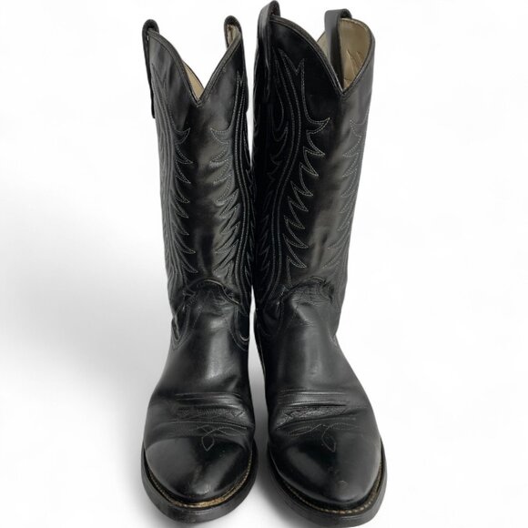 Texas Black Leather Western Cowboy Cowgirl Boots Women's 7 D - Picture 3 of 15